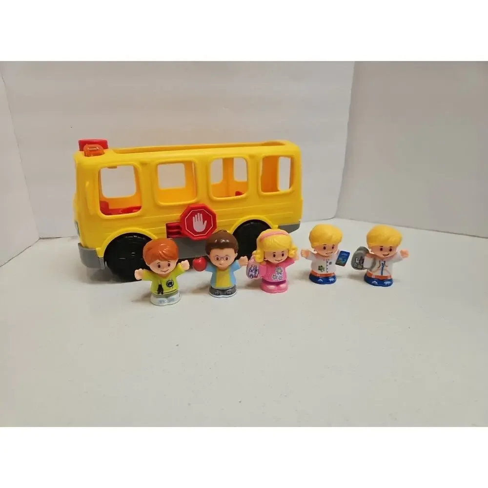 Fisher Price Little People Sit with Me School Bus 5 Figures Lights/Sounds‎ Works